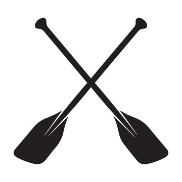 Two Crossing Canoe Paddles for Water Sports and Outdoor Activities.
