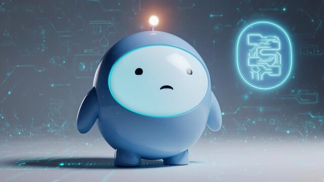 Ai robot thinking with circuit board brain animation artificial intelligence technology