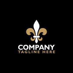 Fleur de lis  logo icon isolated on black background © sljubisa