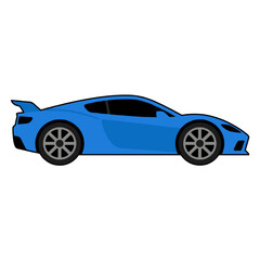 Obraz premium A vibrant blue sports car is shown in side profile view
