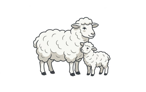 Mother Sheep and Baby Lamb Standing 2.