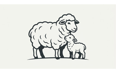 Mother sheep and little lamb standing. © alvi rudi kurniawan