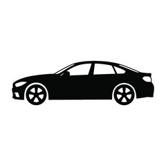 Fototapeta premium A simple black silhouette of a modern sedan car on white