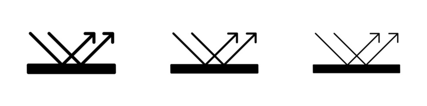 Light Reflection Icon Set Showing Rays Bouncing Off Surface