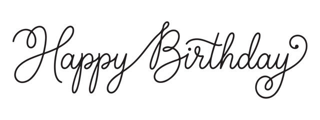 Handwritten Happy Birthday typography with elegant script. This text is perfect for greeting cards or party invitations © Shujit Kumar Das