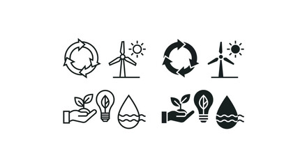 Recycling and renewable energy icons set vector illustration environment and power. © SadirStock