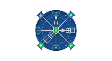 Naklejka premium Circular Economy and Sustainable Process Management Infographic with Industrial Icons