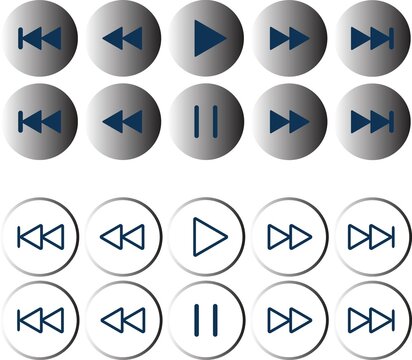 Media player button icons set for video and audio control