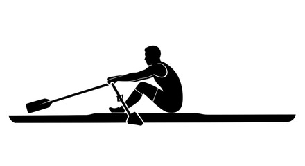 Rowing athlete in a boat a black silhouette against a white background silhouette rower sportsman © Lsg 21
