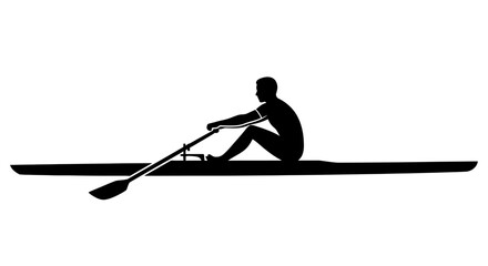 Rower in a boat a black silhouette against a white background silhouette rowing boat sculling © Lsg 21