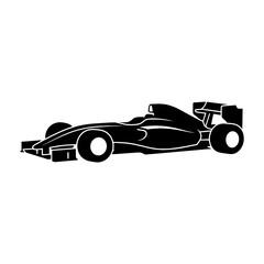 Obraz premium A black silhouette of a fast racing vehicle on white background