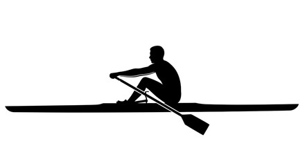 Rowing athlete in boat a black silhouette against a white background silhouette rower sportsman sports © Lsg 21