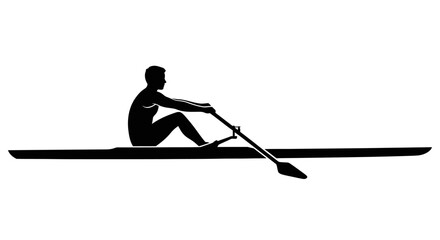 Rower in a boat a black silhouette against a white background silhouette rowing boat kayak © Lsg 21