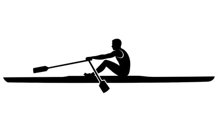 Rower in a scull boat black silhouette against a white background silhouette rowing sculling boat © Lsg 21