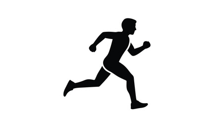 Fototapeta premium Running man silhouette vector icon on transparent background