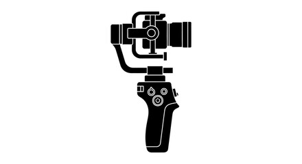Camera gimbal with handle and controls a black silhouette stabilizer grip control button switch joystick © Lsg 21