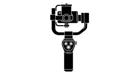 Handheld camera stabilizer with gimbal and controls black silhouette holder mount grip handle control buttons © Lsg 21