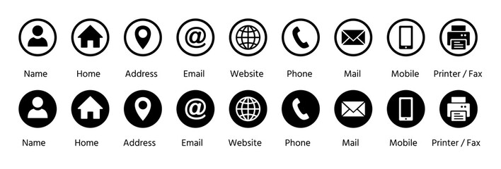 Vector business icon set including contact and communication symbols © IlmNira