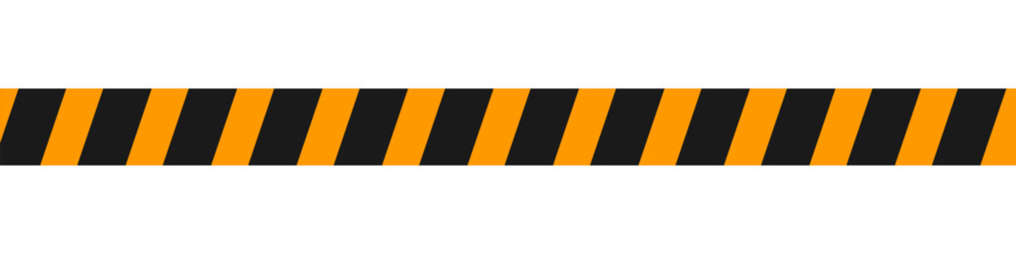 Caution yellow black diagonal lines tape. Safety border design element. Vector illustration