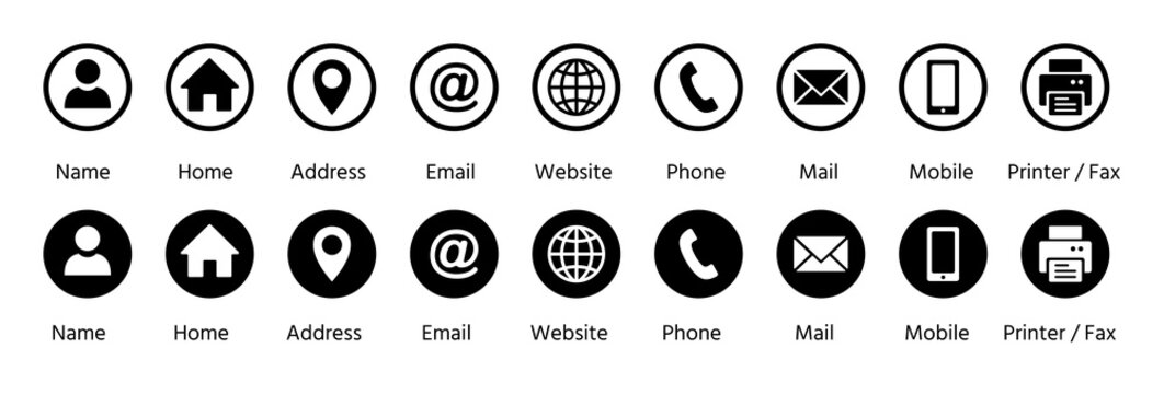 Vector business icon set including contact and communication symbols