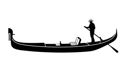 Gondola with gondolier in a black silhouette against a white background silhouette venetian venice boat © Lsg 21