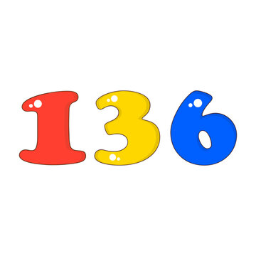 Number 136 Colorful Symbol