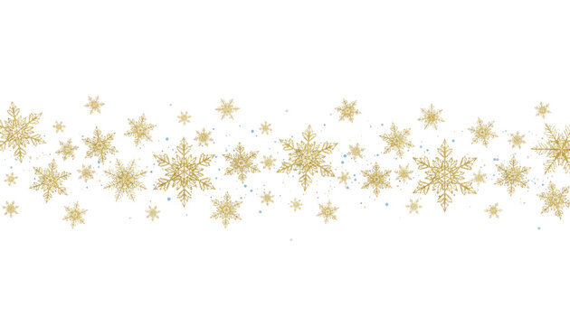 Festive gold star confetti border on white background, holiday sparkle decoration banner, elegant glitter frame design PNG