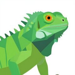 Obraz premium Green Iguana Premium Flat Geometric Vector Illustration Isolated on Transparent Background