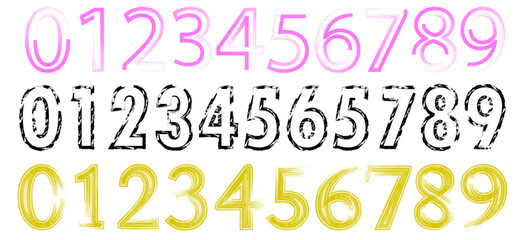 Obraz premium Hand drawn charcoal numbers collection. Dirty textured vector digits. vector illustration