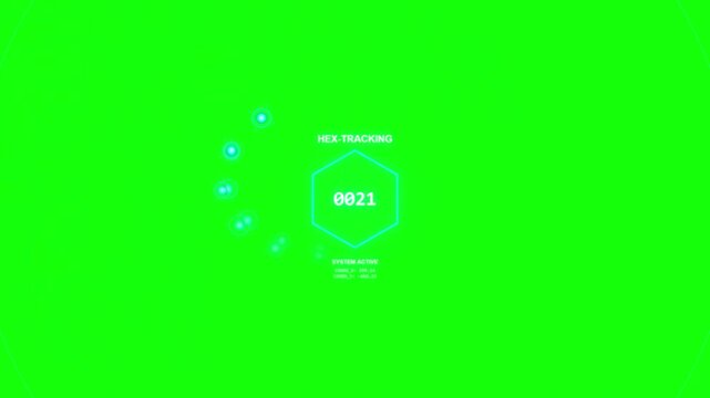 Digital Hexagon Step Tracker Animation Displaying Abstract Data Metrics
