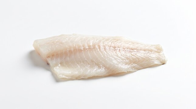Raw White Fish Fillet on White Background