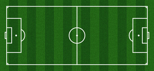 Marking Soccer Field. Top View of Green Grass Field. Stadium Pitch Background. Abstract Grass Turf Pattern. Green Realistic Sport Ground Texture for Football and Baseball Games. Vector Stadium Lines. © VectForest