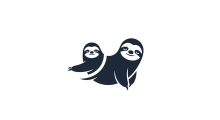 Obraz premium Two sloths are hanging on a branch in the forest.