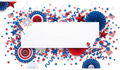Fototapeta premium 4th of July Independence Day Star Confetti Banner