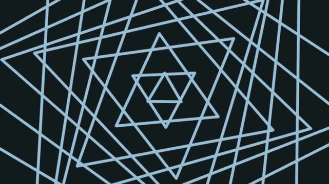 Geometric Layering Visuals with Intersecting Squares and Star Shapes in Dark Abstract Background