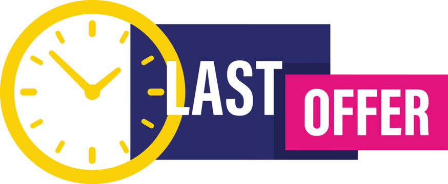 Last offer vector icon. special promotion limited time deal. clearance event with countdown clock.