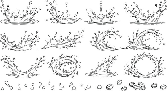 Water splash and ripple effects illustration