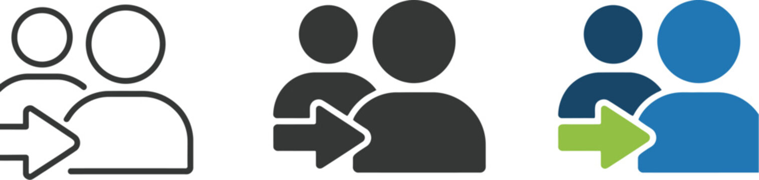Referral icon featuring people, meeting, reference, teamwork, employee recommendation, networking, and recruitment symbols, vector illustration.