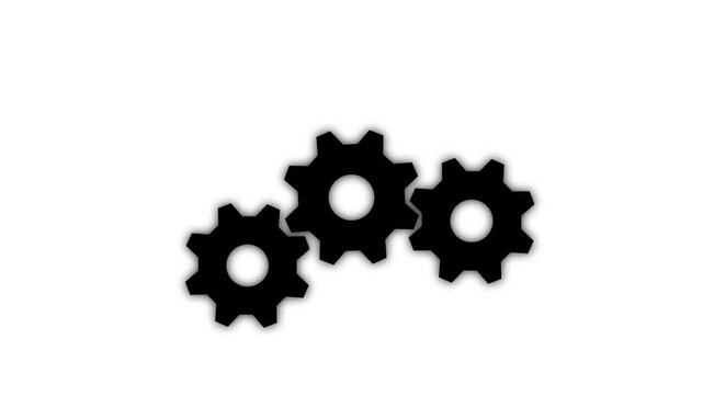 Cogwheel gear spinning around animation. cog wheel icon turning animated background. Motion graphics of teamwork concept