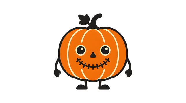 Cute anthropomorphic Halloween pumpkin character with arms and legs vector illustration