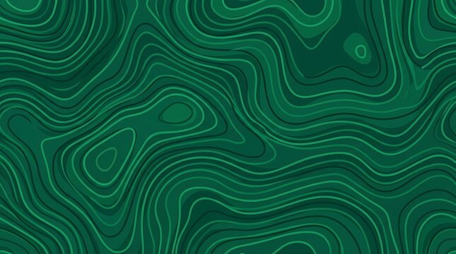 Abstract topographic contour lines in emerald green, a seamless, wavy pattern creating a sense of depth and organic flow