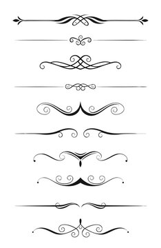 vector set of calligraphic text divider design elements .eps