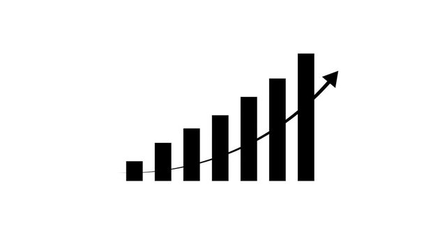 v Animated Business Growth Bar Chart with Rising Arrow, Financial Success Graph, Analytic Dashboard, Data Visualization, Market Performance, Investment Growth, Economic Progress Loop 4K.