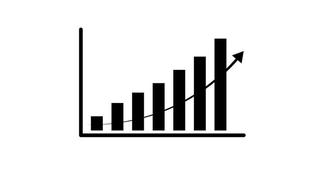 v Animated Business Growth Bar Chart with Rising Arrow, Financial Success Graph, Analytic Dashboard, Data Visualization, Market Performance, Investment Growth, Economic Progress Loop 4K.