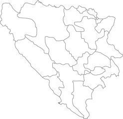 Fototapeta premium Map of bosnia and herzegovina with internal administrative region borders Vector