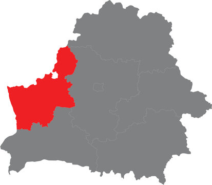 Grodno region highlighted on the map of belarus illustration