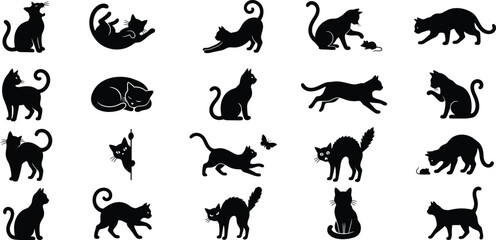 Obraz premium Halloween black cat silhouettes for oct 31 decorations and designs