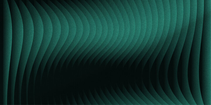 Dark green abstract background with flowing waves and soft light effect