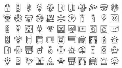 Fototapeta premium Various icons representing technology and communication devices on display
