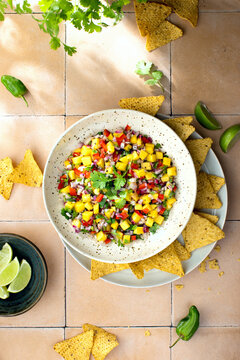 Fresh spicy mango Salsa with habanero and red onion